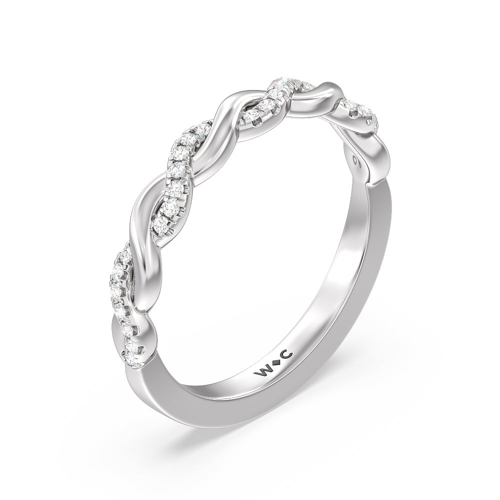 Vintage Glamour Twisted Diamond Wedding Band with Platinum Cut Diamond in 14KT Platinum view 4
