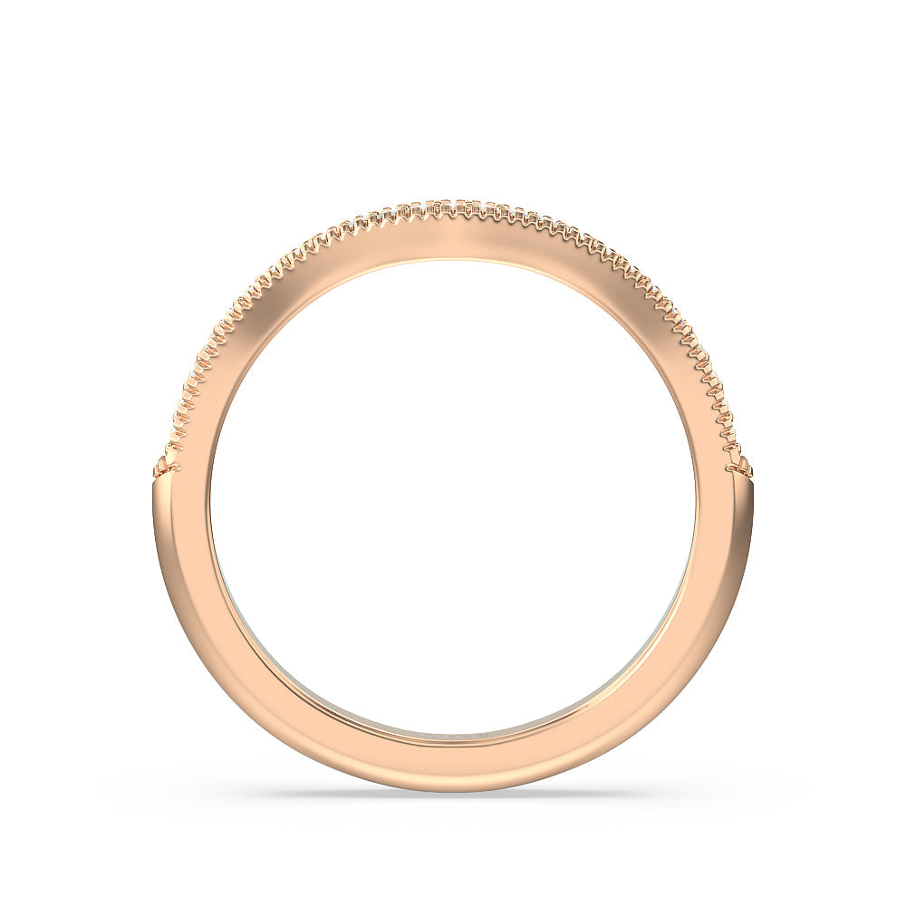 Vintage Knife Edge Fancy Diamond Wedding Band with 18KT Rose Gold Cut Diamond in 14KT Rose Gold view 2
