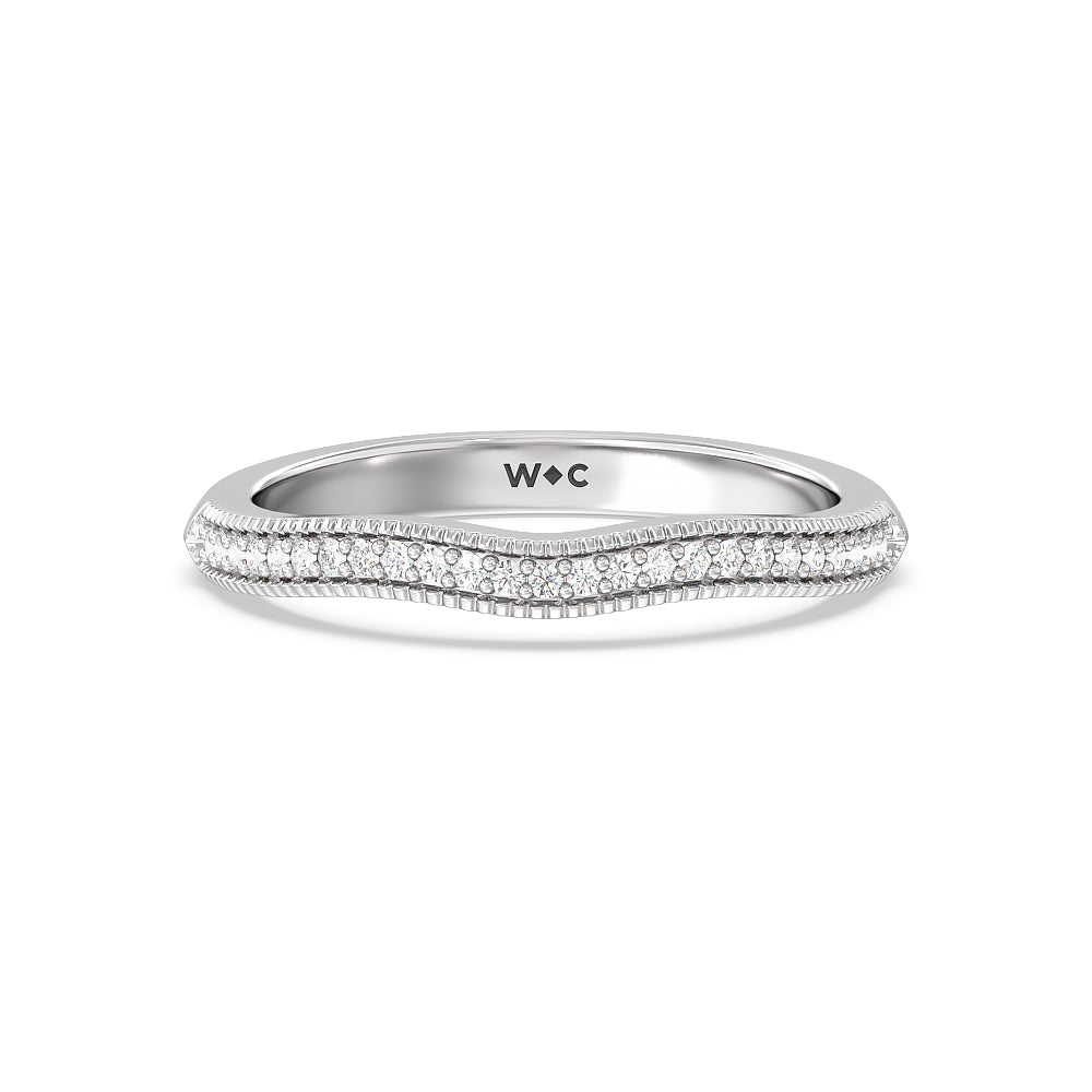 Vintage Knife Edge Fancy Diamond Wedding Band with Platinum Cut Diamond in 14KT Platinum view 1
