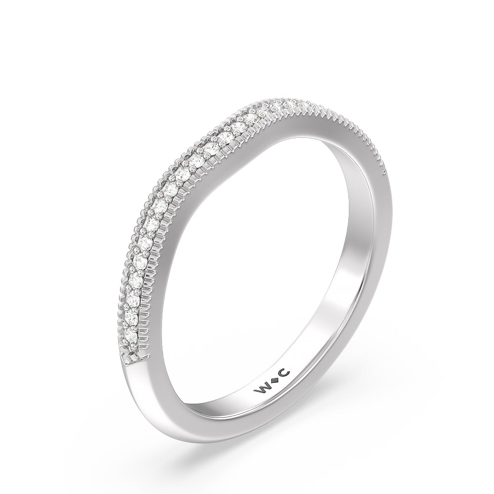 Vintage Knife Edge Fancy Diamond Wedding Band with Platinum Cut Diamond in 14KT Platinum view 4
