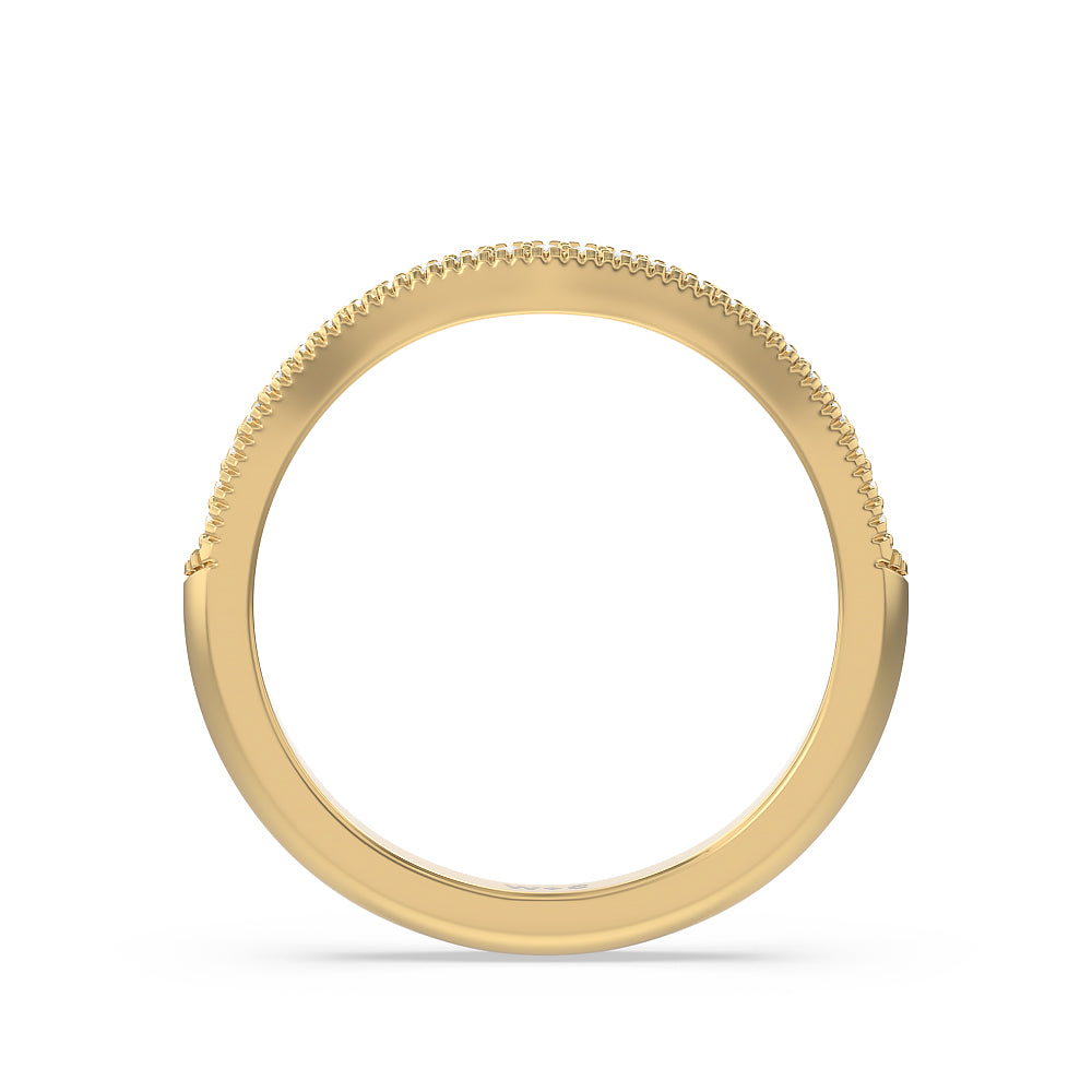 Vintage Knife Edge Fancy Diamond Wedding Band with 18KT Yellow Gold Cut Diamond in 14KT Yellow Gold view 2
