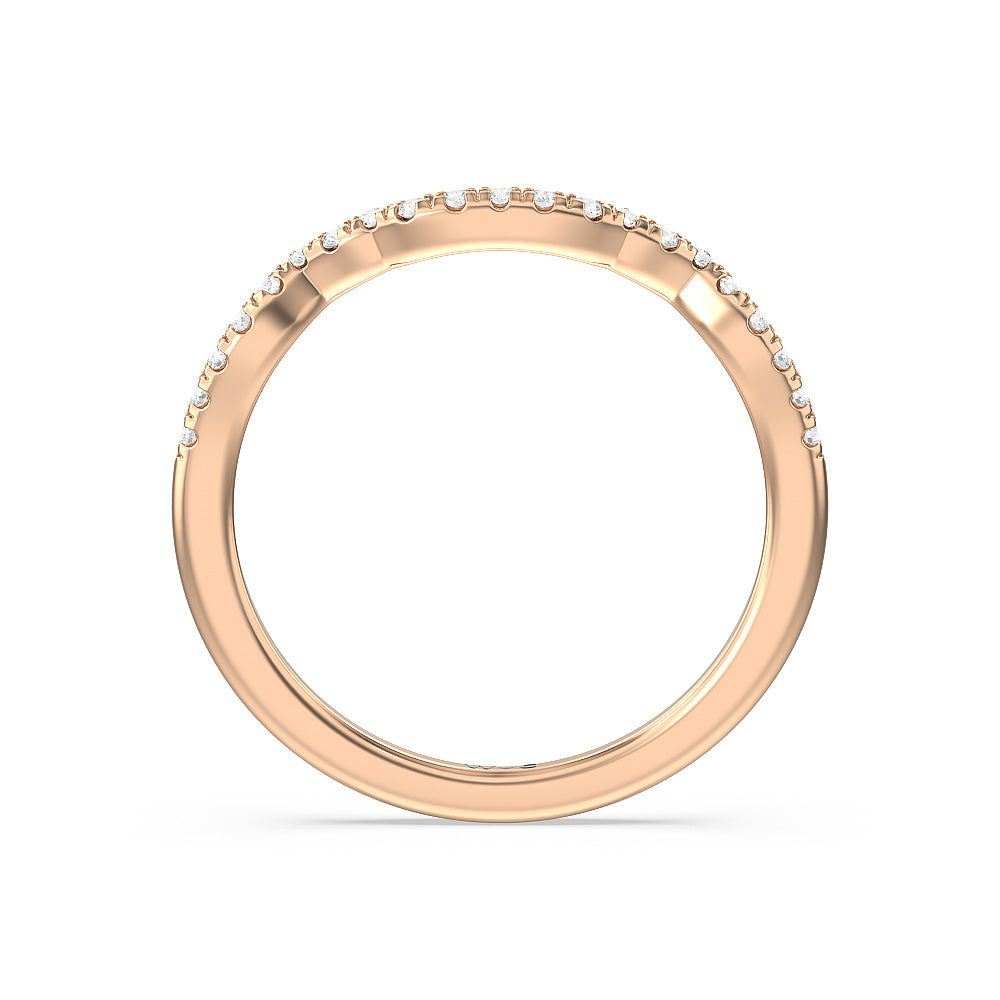 Vintage Celtic Entwined Trinity Knot Diamond Wedding Band with 18KT Rose Gold Cut Diamond in 14KT Rose Gold view 3
