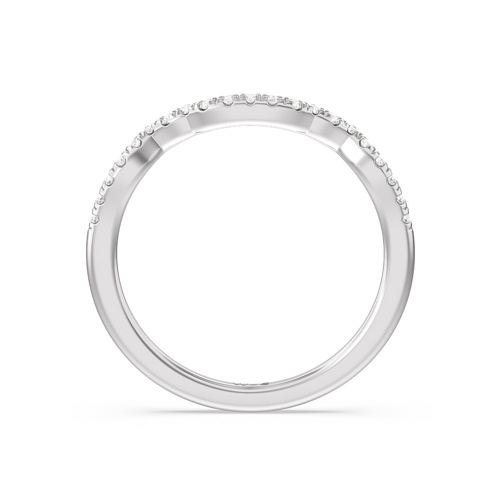 Vintage Celtic Entwined Trinity Knot Diamond Wedding Band with Platinum Cut Diamond in 14KT Platinum view 3
