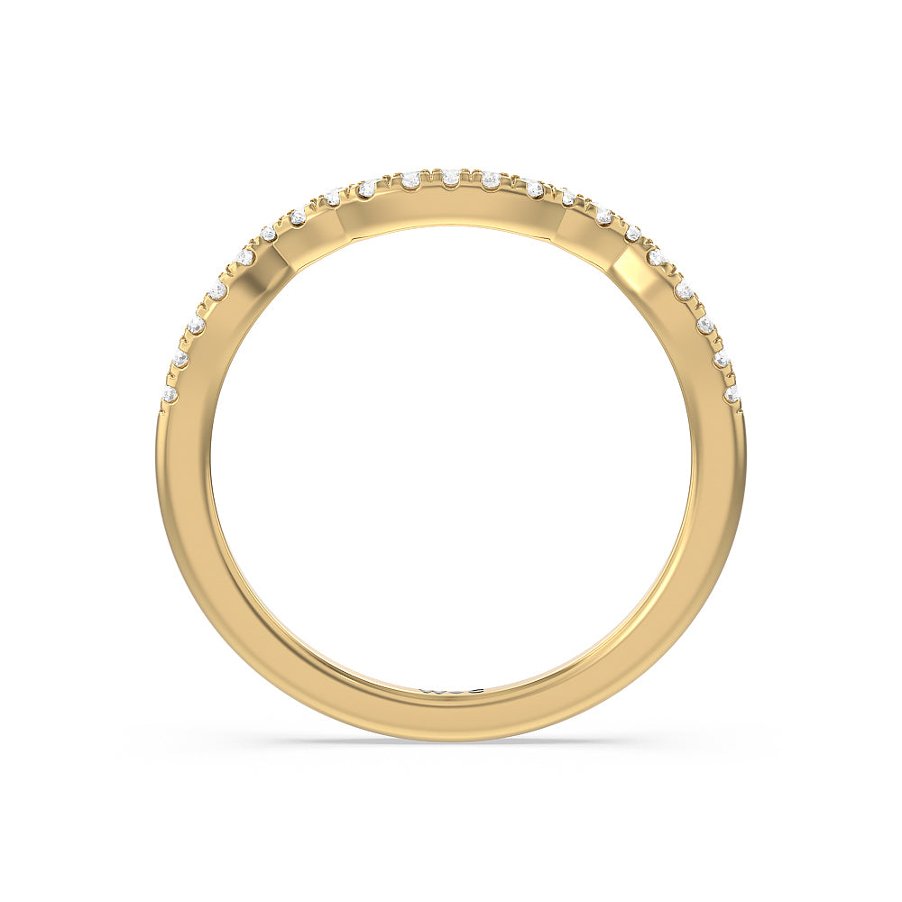 Vintage Celtic Entwined Trinity Knot Diamond Wedding Band with 18KT Yellow Gold Cut Diamond in 14KT Yellow Gold view 3
