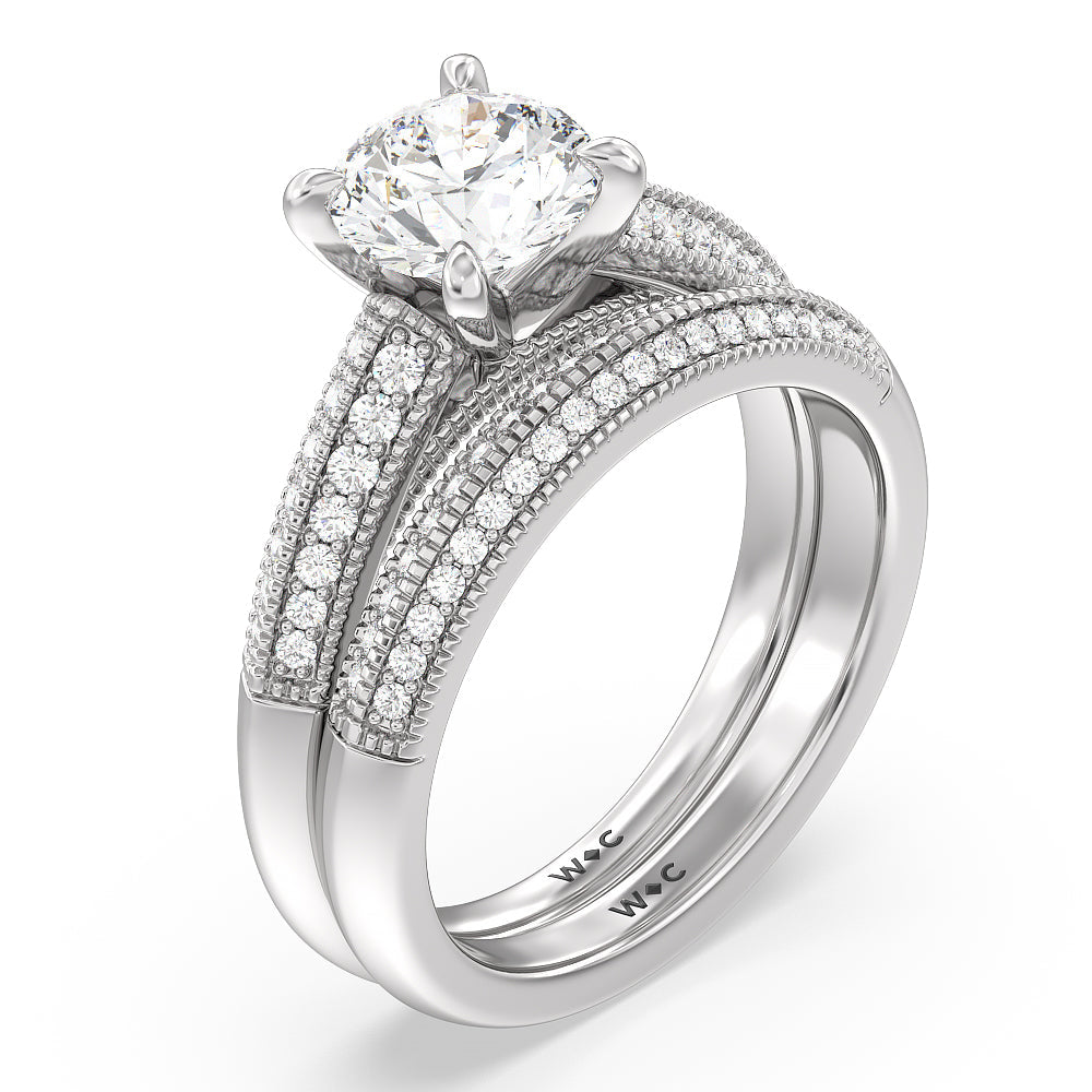 Oval Cut Vintage Pave Knife Edge Cathedral Diamond Engagement Ring with Lab Grown Diamond in 14KT Rose Gold view 4
