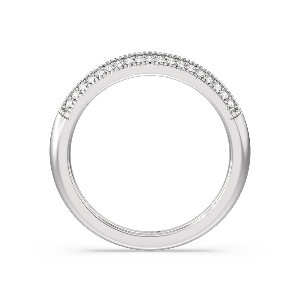 Vintage Pave Knife Edge Cathedral Diamond Wedding Band with Platinum Cut Diamond in 14KT Platinum view 2
