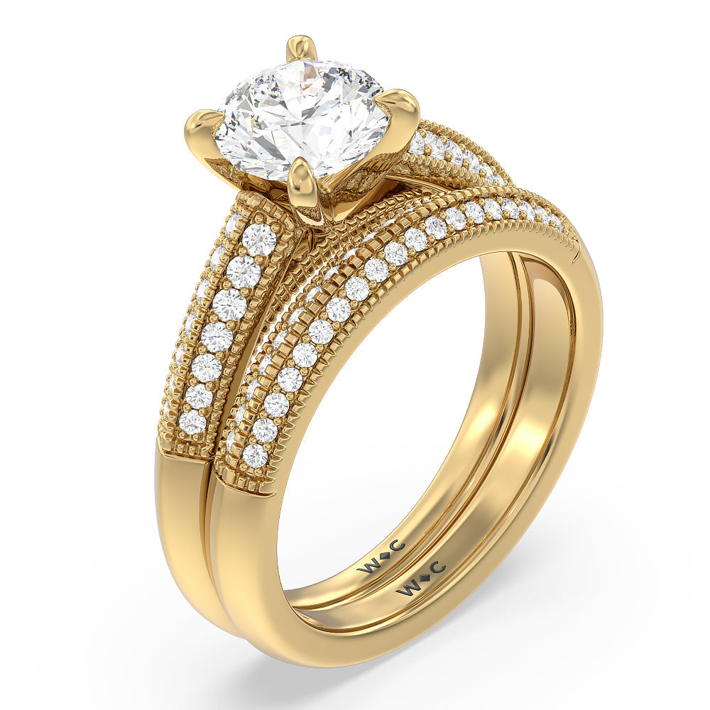 Oval Cut Vintage Pave Knife Edge Cathedral Diamond Engagement Ring with Lab Grown Diamond in 14KT Rose Gold view 5
