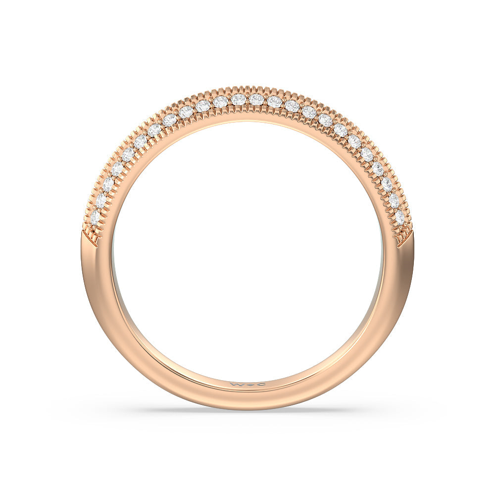 Vintage Octagon Halo Knife Edge Diamond Wedding Band with 18KT Rose Gold Cut Diamond in 14KT Rose Gold view 2
