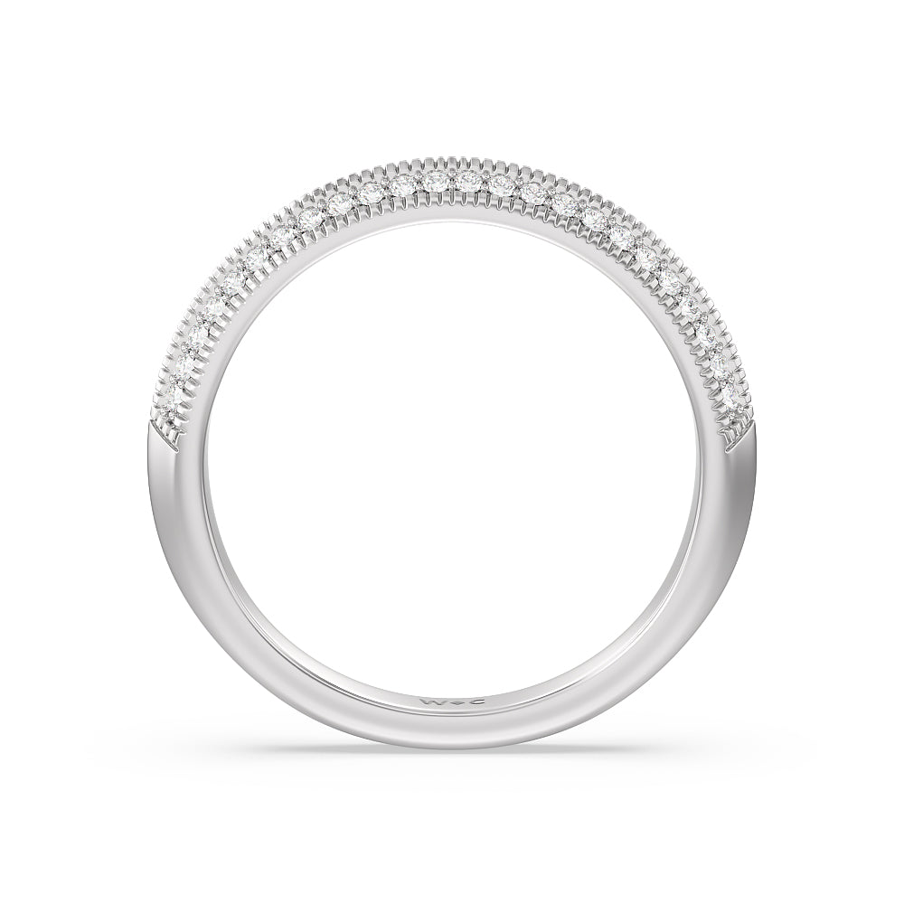 Vintage Octagon Halo Knife Edge Diamond Wedding Band with Platinum Cut Diamond in 14KT Platinum view 2
