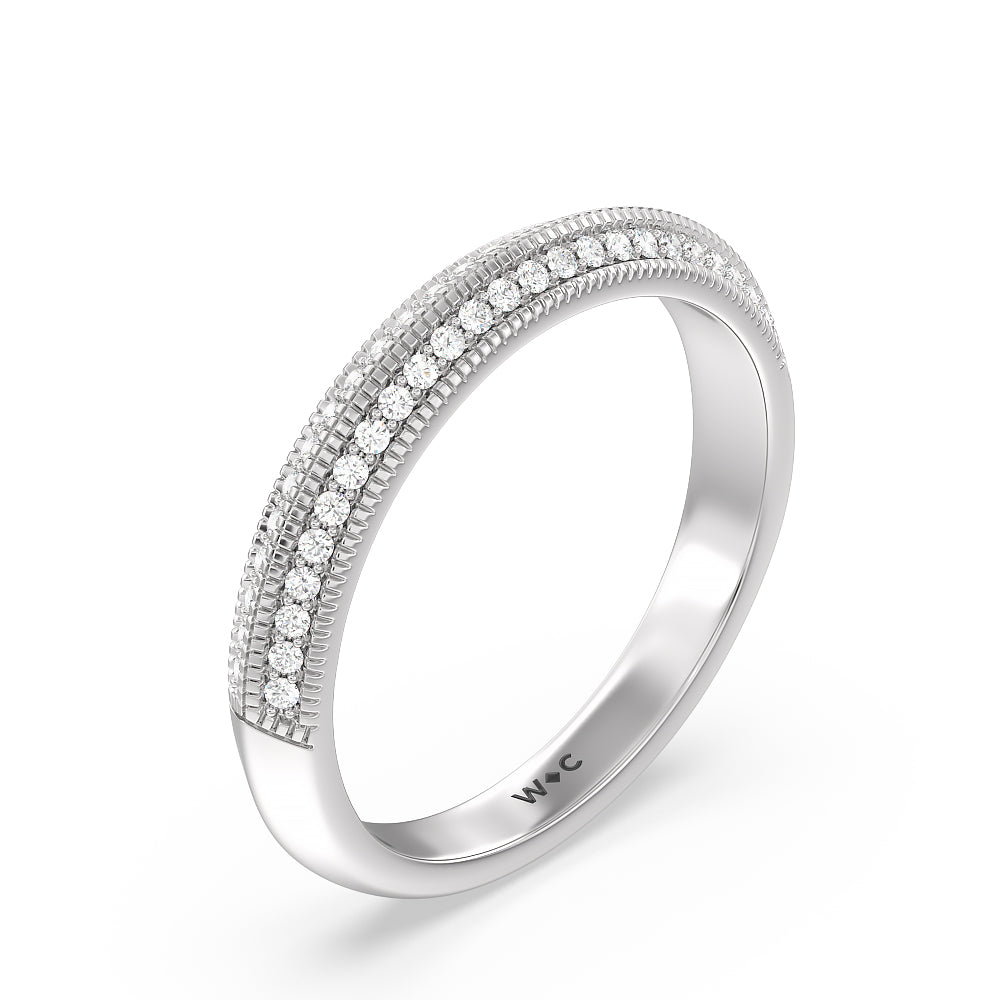 Vintage Octagon Halo Knife Edge Diamond Wedding Band with Platinum Cut Diamond in 14KT Platinum view 3
