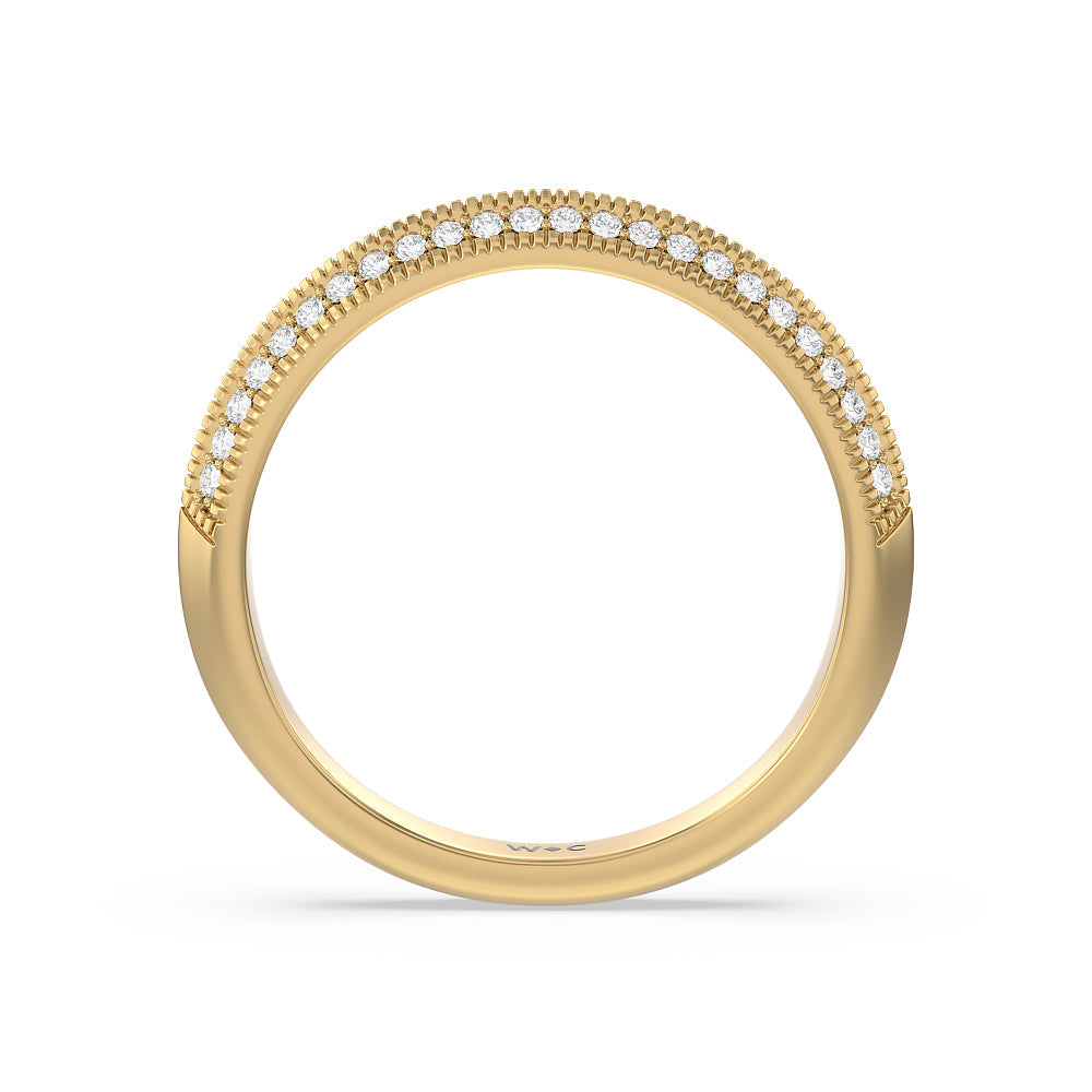 Vintage Octagon Halo Knife Edge Diamond Wedding Band with 18KT Yellow Gold Cut Diamond in 14KT Yellow Gold view 2
