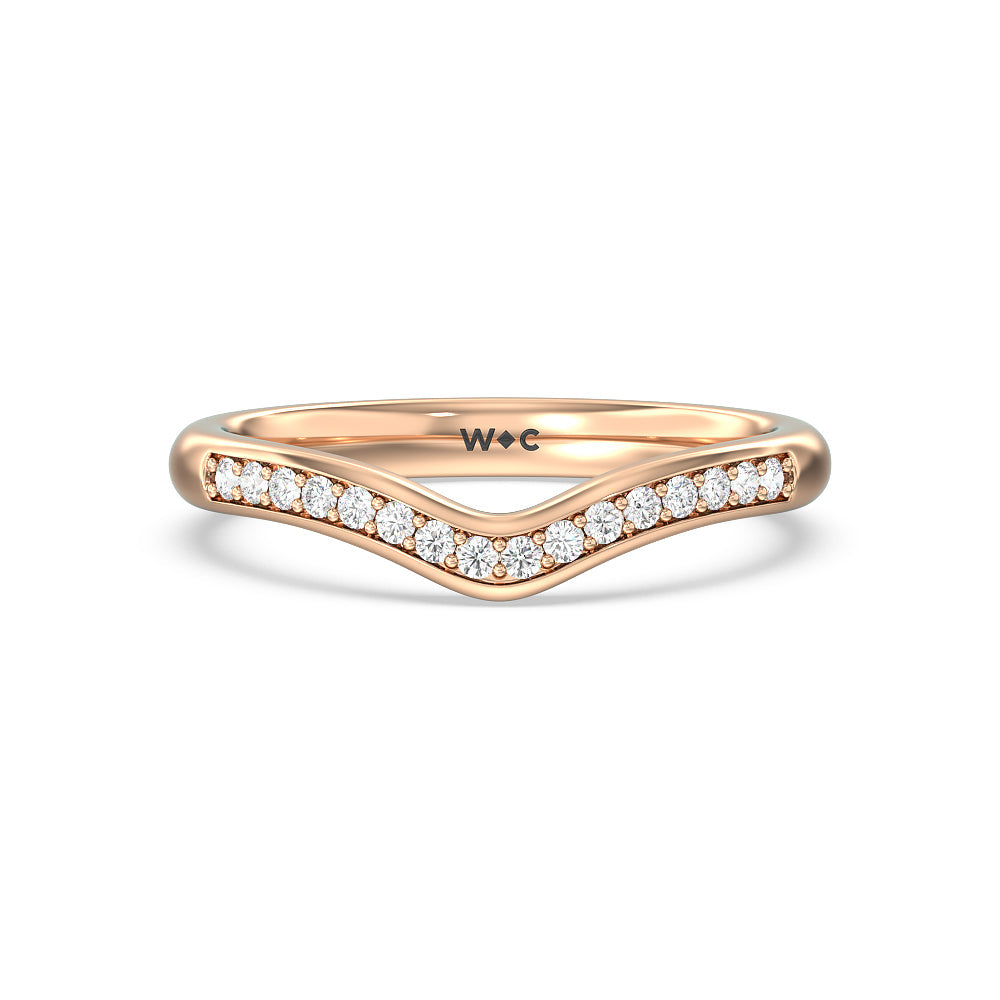 Vintage Hidden Halo Classic Diamond Wedding Band with 18KT Rose Gold Cut Diamond in 14KT Rose Gold view 1
