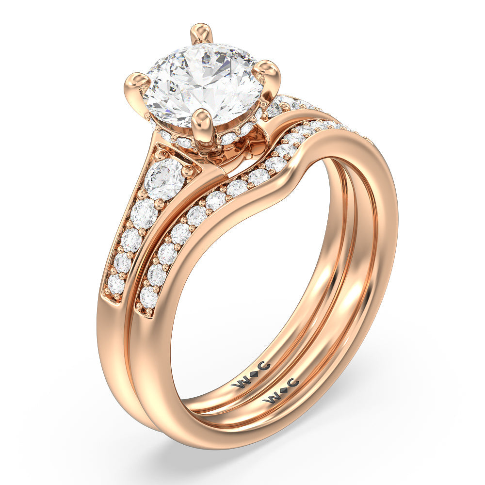 Vintage Hidden Halo Classic Diamond Engagement Ring with Heart Cut Diamond in 14KT Rose Gold view 6
