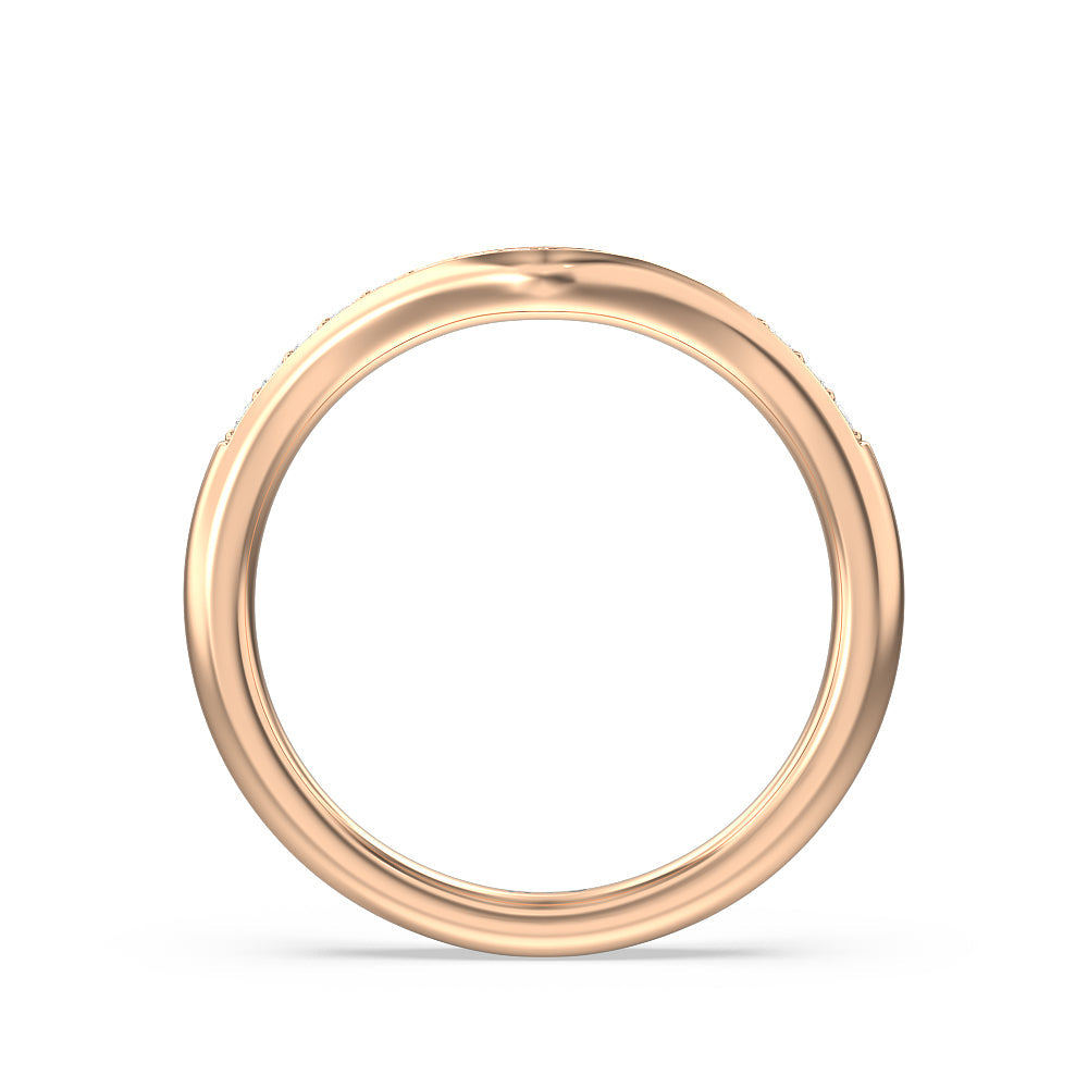 Vintage Hidden Halo Classic Diamond Wedding Band with 18KT Rose Gold Cut Diamond in 14KT Rose Gold view 2
