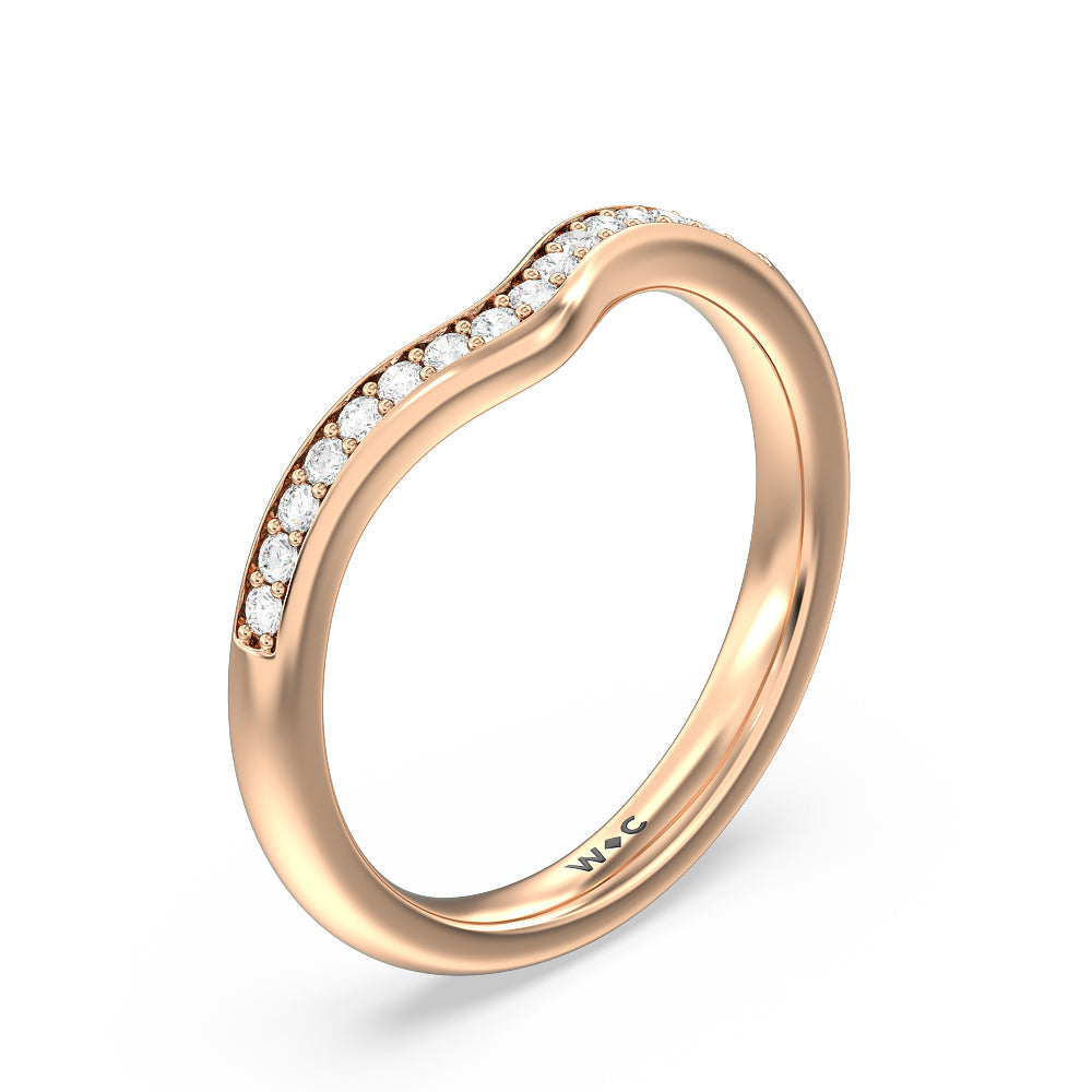 Vintage Hidden Halo Classic Diamond Wedding Band with 18KT Rose Gold Cut Diamond in 14KT Rose Gold view 4
