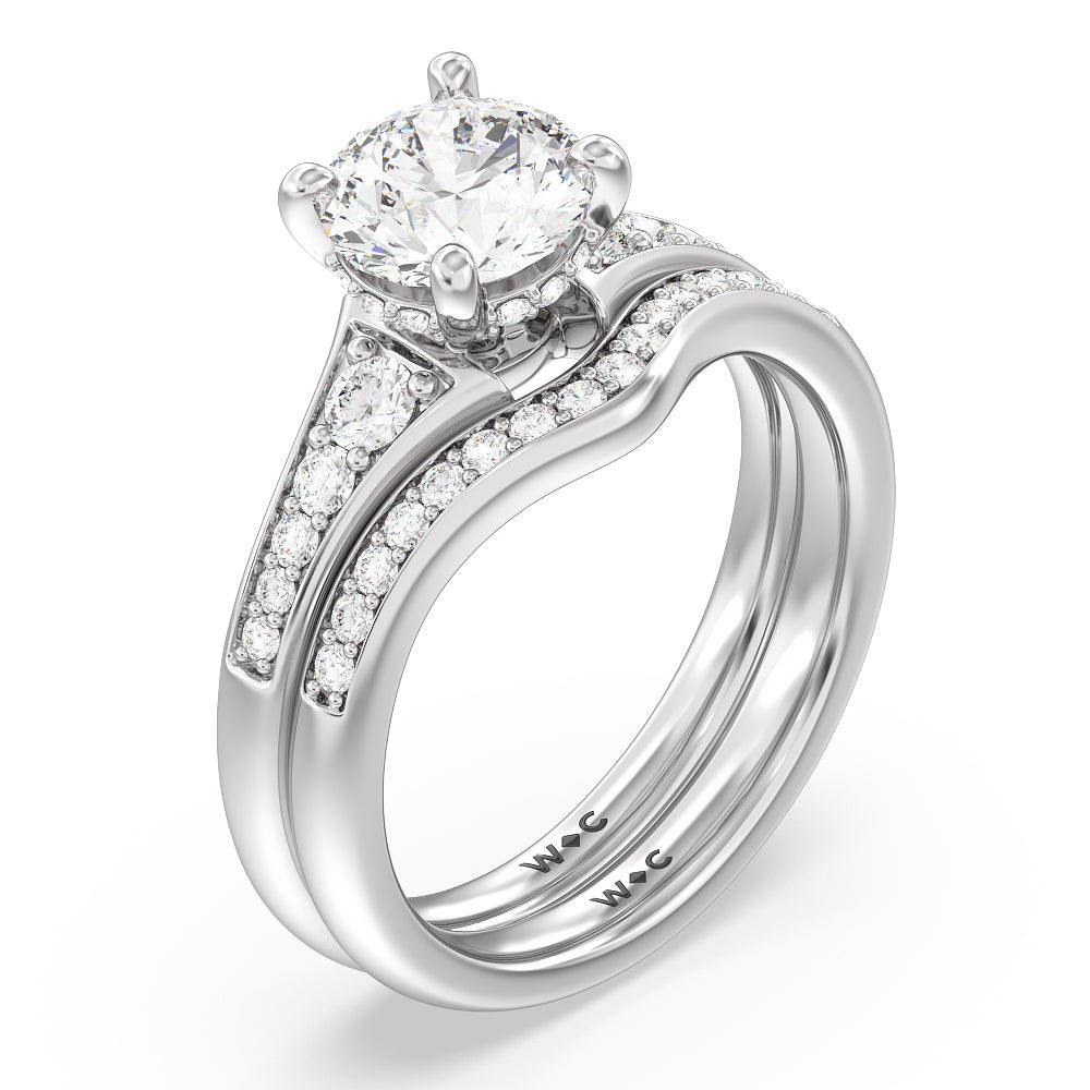 Vintage Hidden Halo Classic Diamond Engagement Ring with Heart Cut Diamond in 14KT Rose Gold view 4
