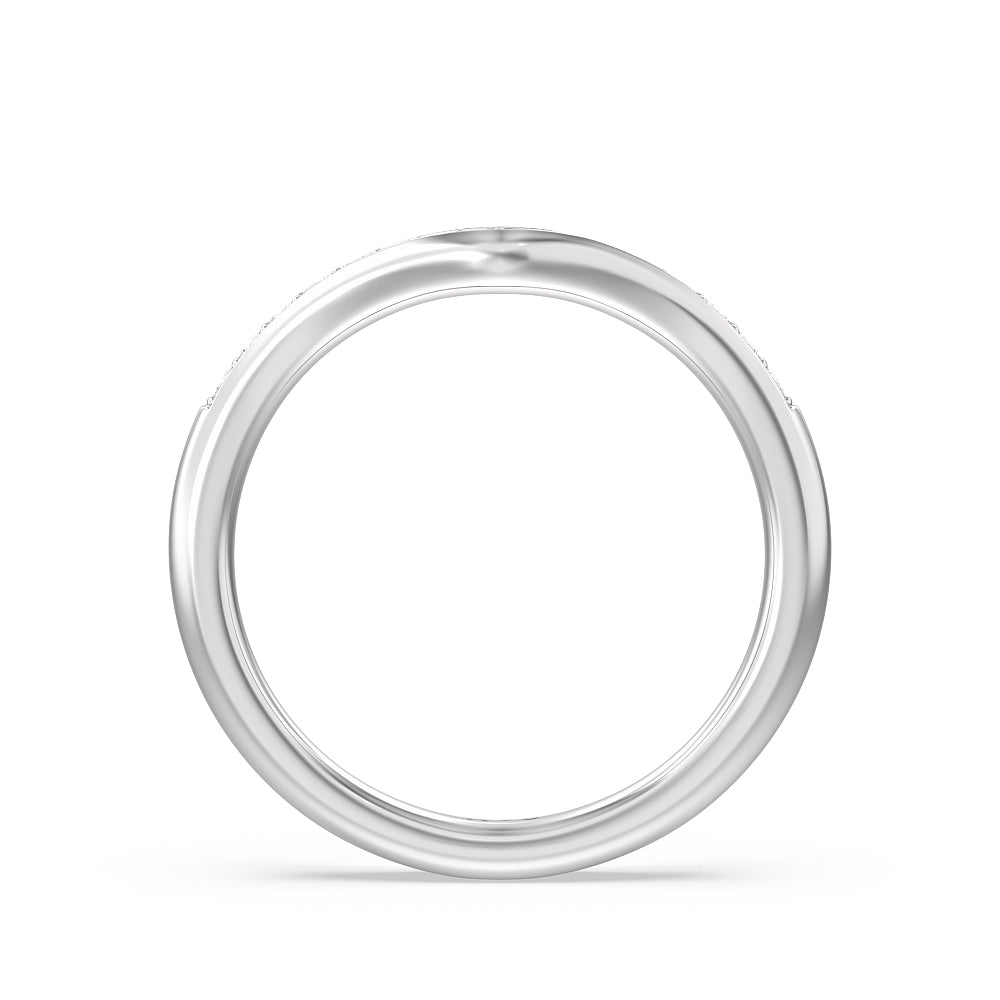 Vintage Hidden Halo Classic Diamond Wedding Band with Platinum Cut Diamond in 14KT Platinum view 2
