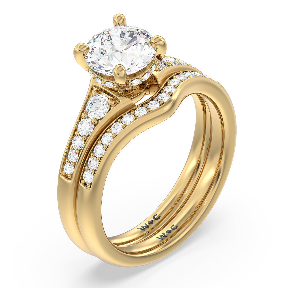 Vintage Hidden Halo Classic Diamond Engagement Ring with Heart Cut Diamond in 14KT Rose Gold view 5
