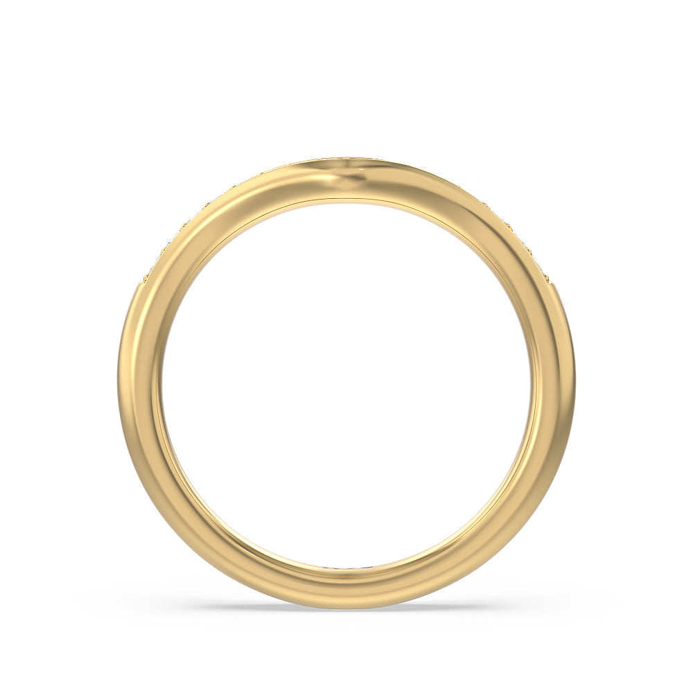 Vintage Hidden Halo Classic Diamond Wedding Band with 18KT Yellow Gold Cut Diamond in 14KT Yellow Gold view 2
