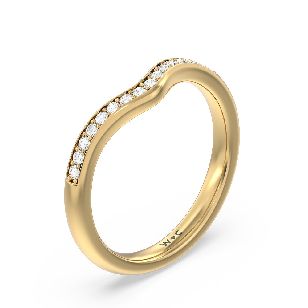 Vintage Hidden Halo Classic Diamond Wedding Band with 18KT Yellow Gold Cut Diamond in 14KT Yellow Gold view 4
