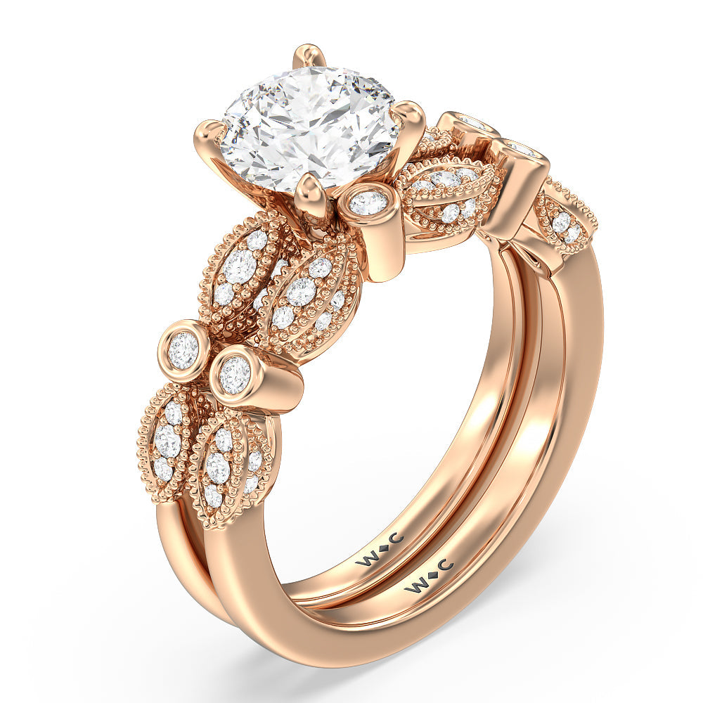 Vintage Art Deco Ring with Heart Cut Diamond in 14KT Rose Gold view 6
