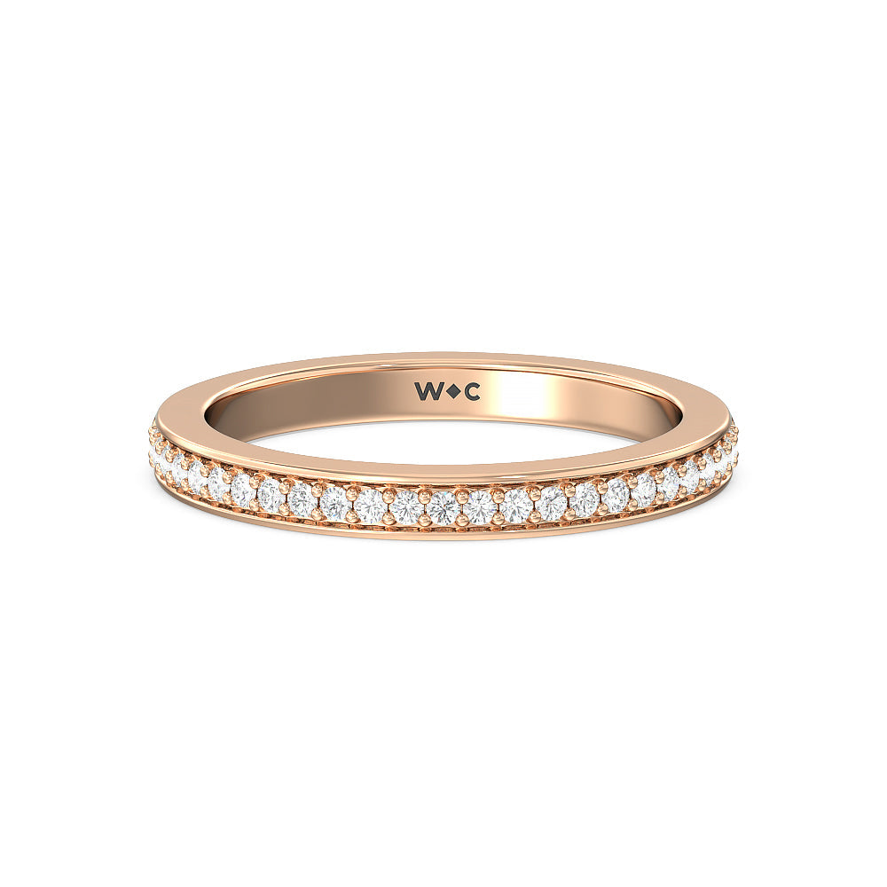 Vintage Celtic Heart Diamond Wedding Band with 18KT Rose Gold Cut Diamond in 14KT Rose Gold view 1
