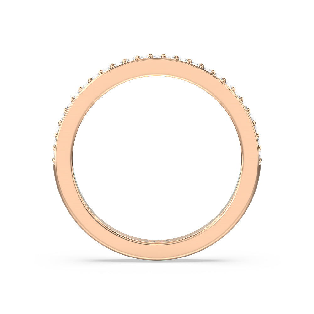 Vintage Celtic Heart Diamond Wedding Band with 18KT Rose Gold Cut Diamond in 14KT Rose Gold view 2
