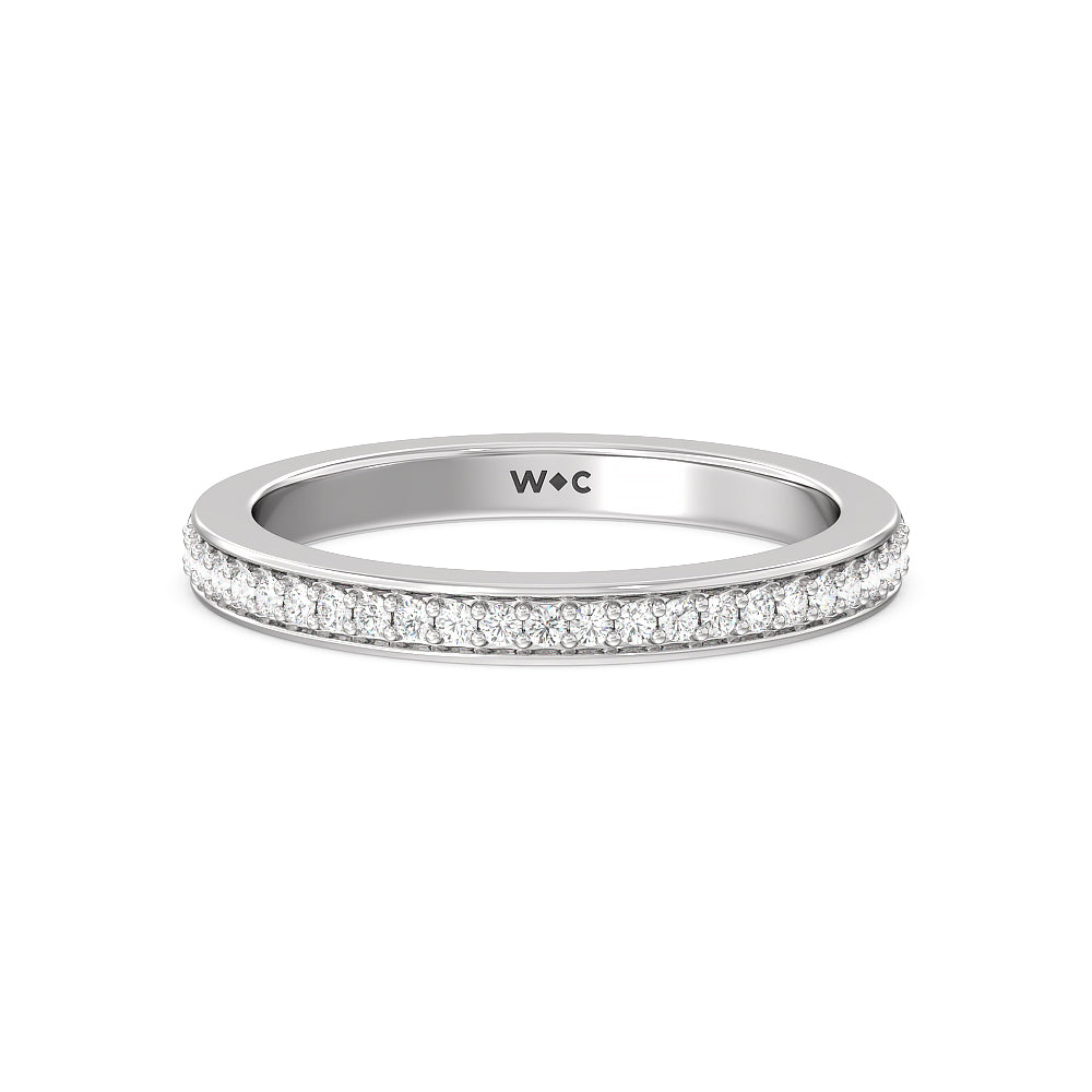 Vintage Celtic Heart Diamond Wedding Band with Platinum Cut Diamond in 14KT Platinum view 1
