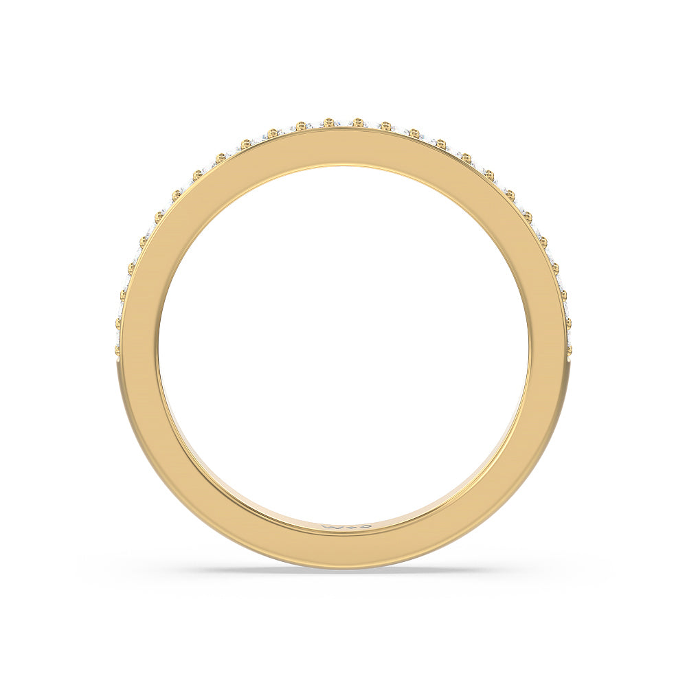 Vintage Celtic Heart Diamond Wedding Band with 18KT Yellow Gold Cut Diamond in 14KT Yellow Gold view 2

