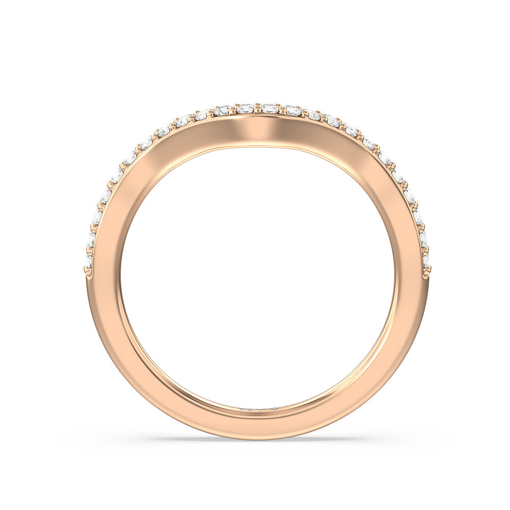 Vintage Glamour Ribbon Diamond Wedding Band with 18KT Rose Gold Cut Diamond in 14KT Rose Gold view 2
