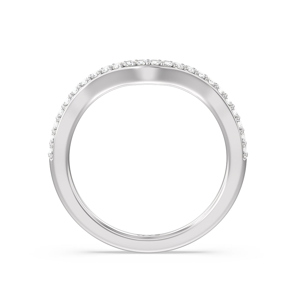 Vintage Glamour Ribbon Diamond Wedding Band with Platinum Cut Diamond in 14KT Platinum view 2
