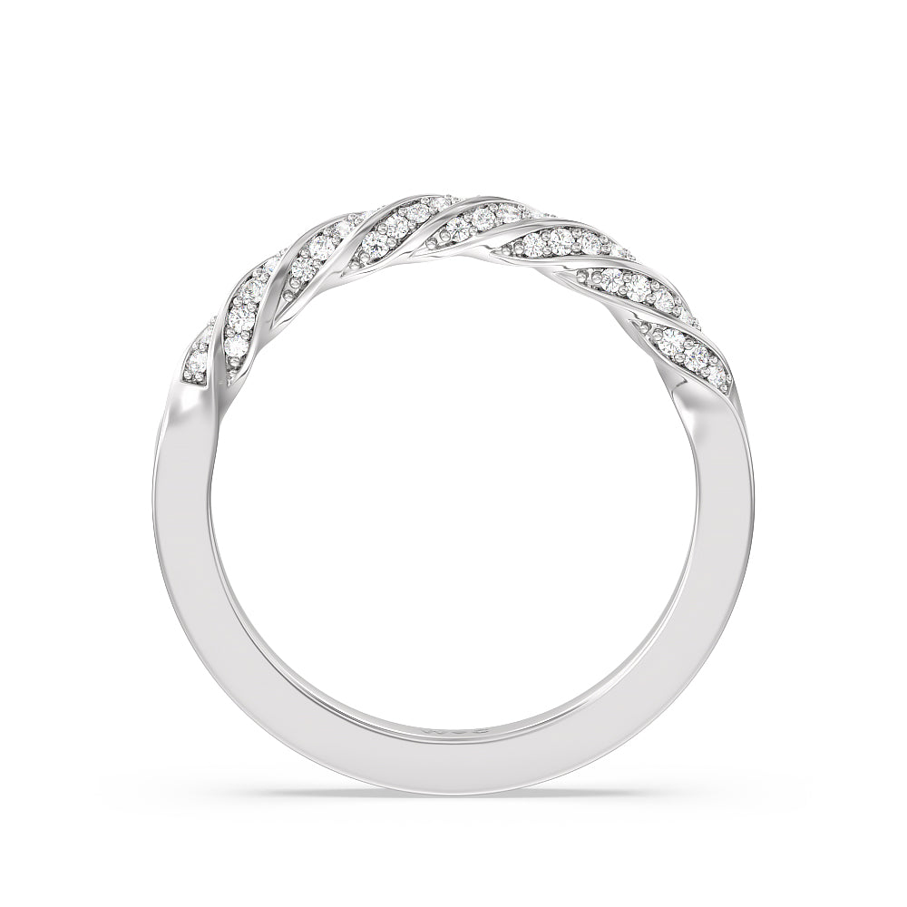 Vintage Floral Swirling Halo Diamond Wedding Band with Platinum Cut Diamond in 14KT Platinum view 2

