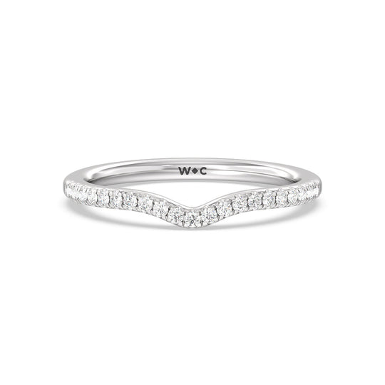 Tapered Pave Diamond Curved Wedding Band