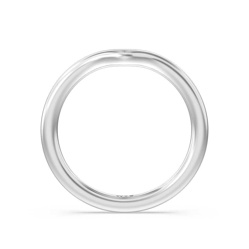 Tapered Curved Wedding Band with Platinum Cut Diamond in 14KT Platinum view 2
