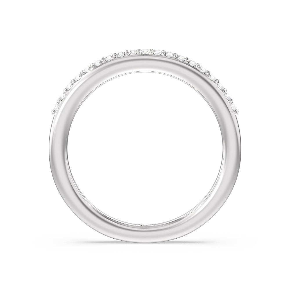 Contoured Diamond Wedding Band with Platinum Cut Diamond in 14KT Platinum view 2
