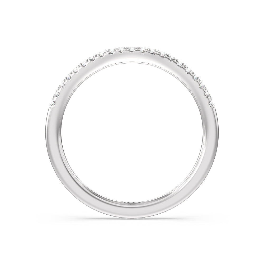 Grand Hidden Halo Diamond Wedding Band with Platinum Cut Diamond in 14KT Platinum view 2
