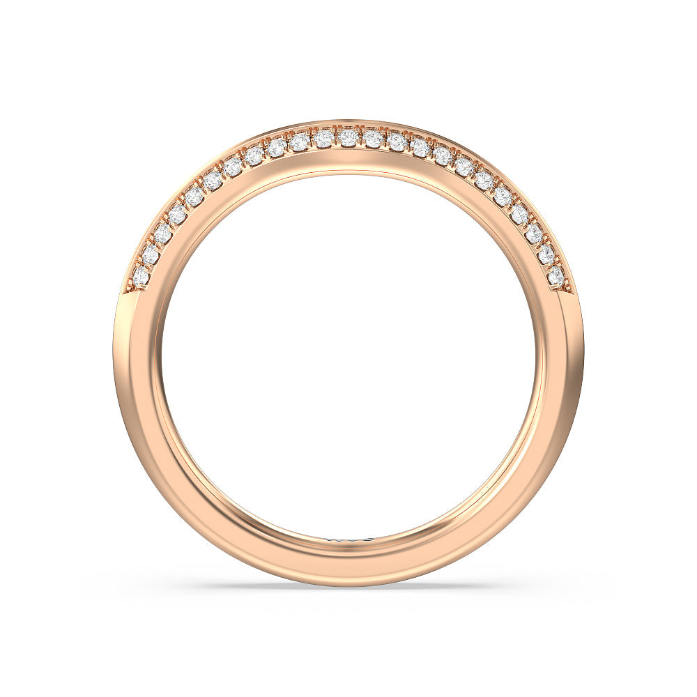 Tapered Knife Edge Diamond Wedding Band with 18KT Rose Gold Cut Diamond in 14KT Rose Gold view 2
