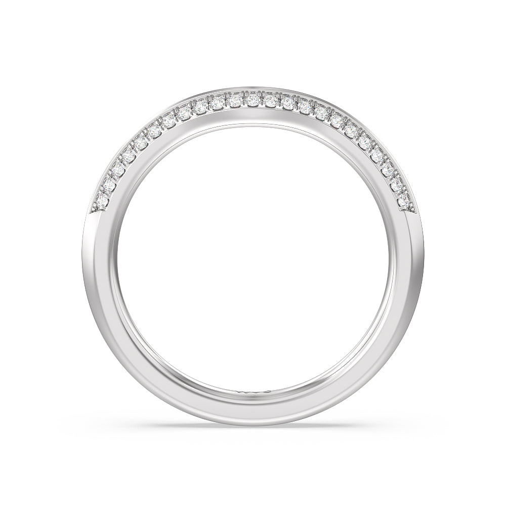 Tapered Knife Edge Diamond Wedding Band with Platinum Cut Diamond in 14KT Platinum view 2
