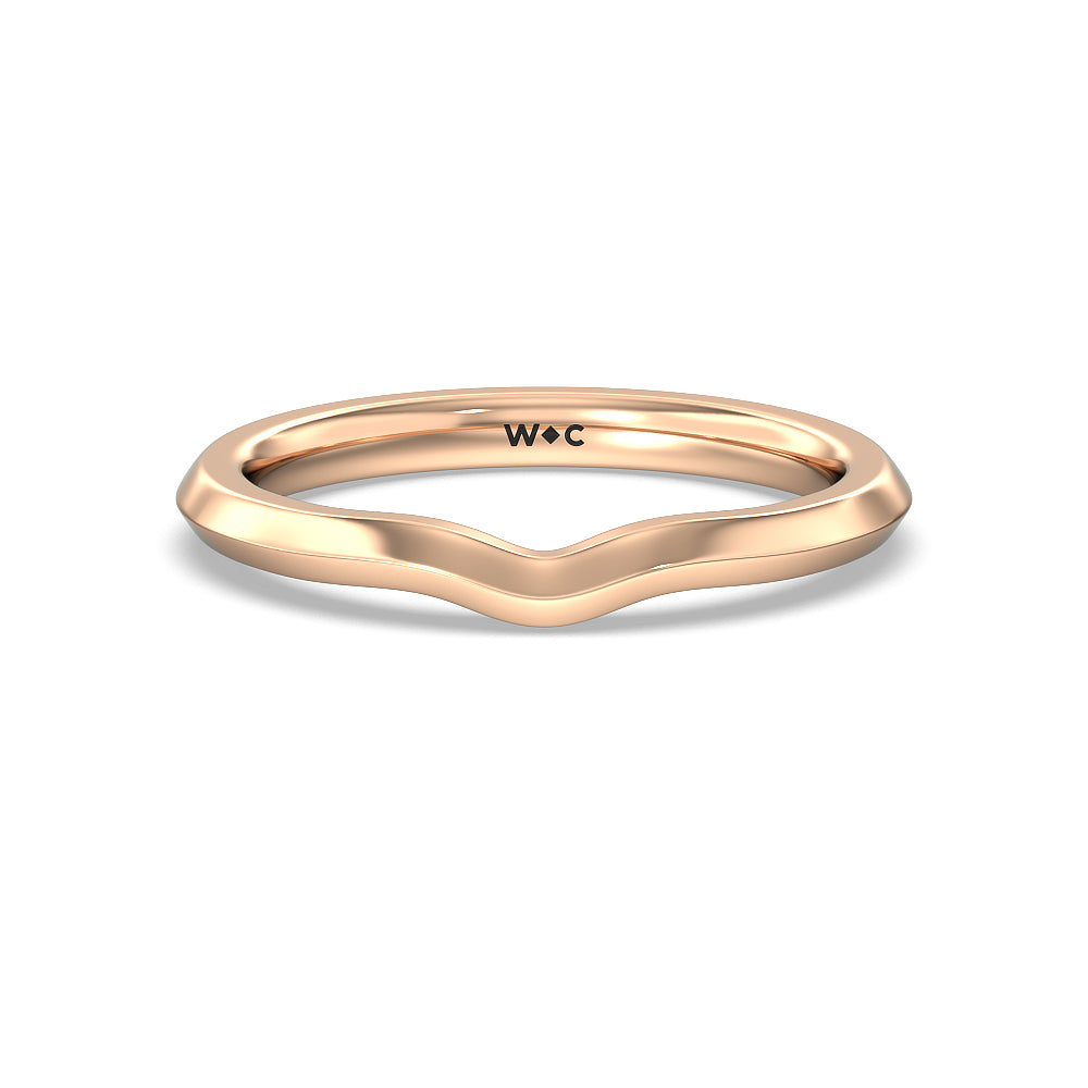 Tapered Knife Edge Wedding Band with 18KT Rose Gold Cut Diamond in 14KT Rose Gold view 1
