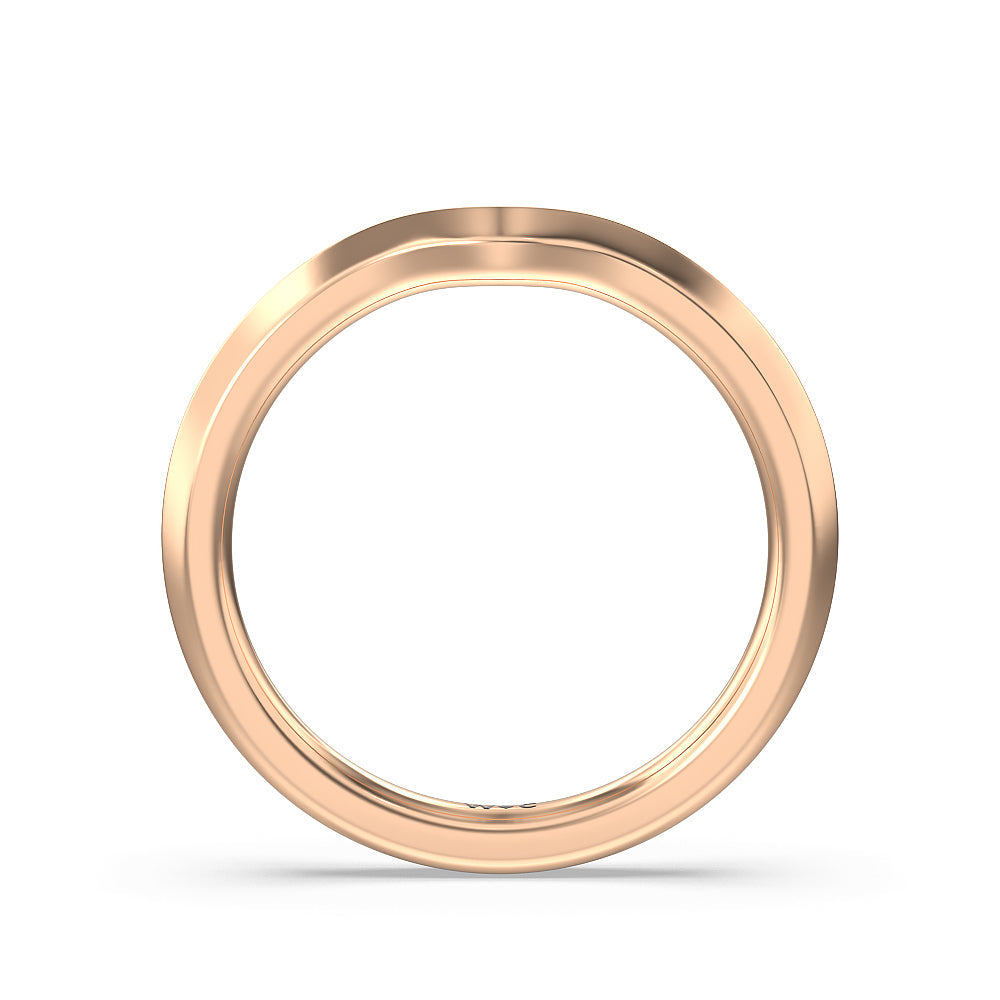 Tapered Knife Edge Wedding Band with 18KT Rose Gold Cut Diamond in 14KT Rose Gold view 2
