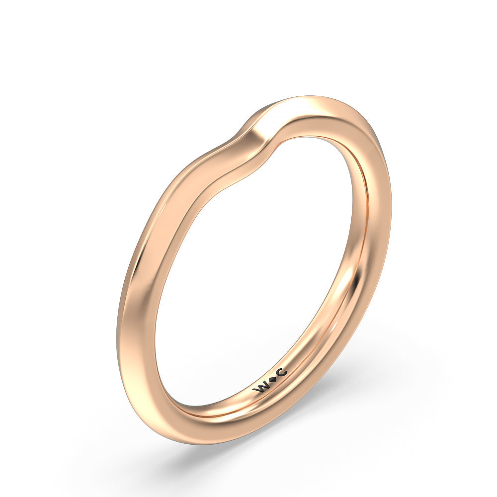 Tapered Knife Edge Wedding Band with 18KT Rose Gold Cut Diamond in 14KT Rose Gold view 4
