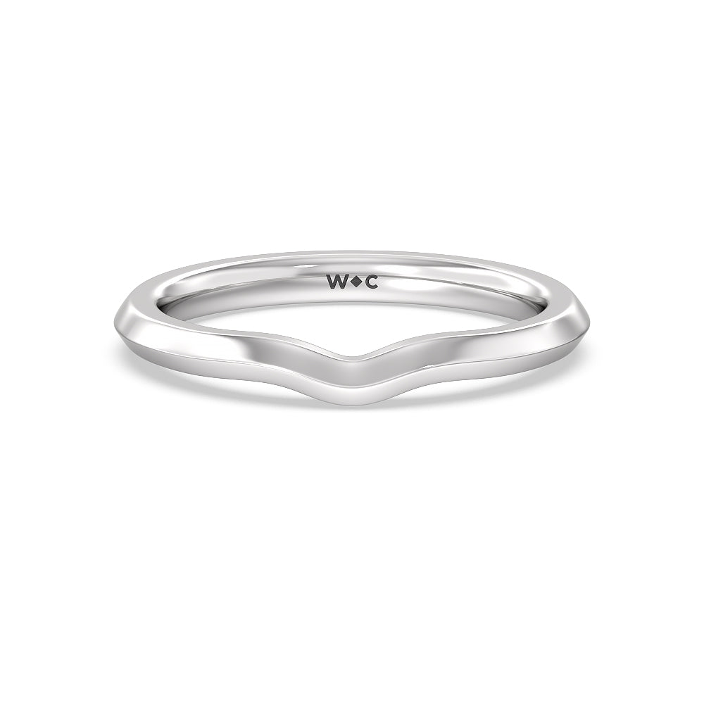 Tapered Knife Edge Wedding Band with Platinum Cut Diamond in 14KT Platinum view 1
