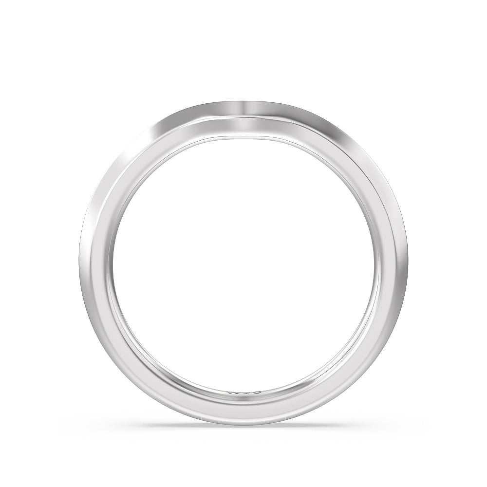 Tapered Knife Edge Wedding Band with Platinum Cut Diamond in 14KT Platinum view 2
