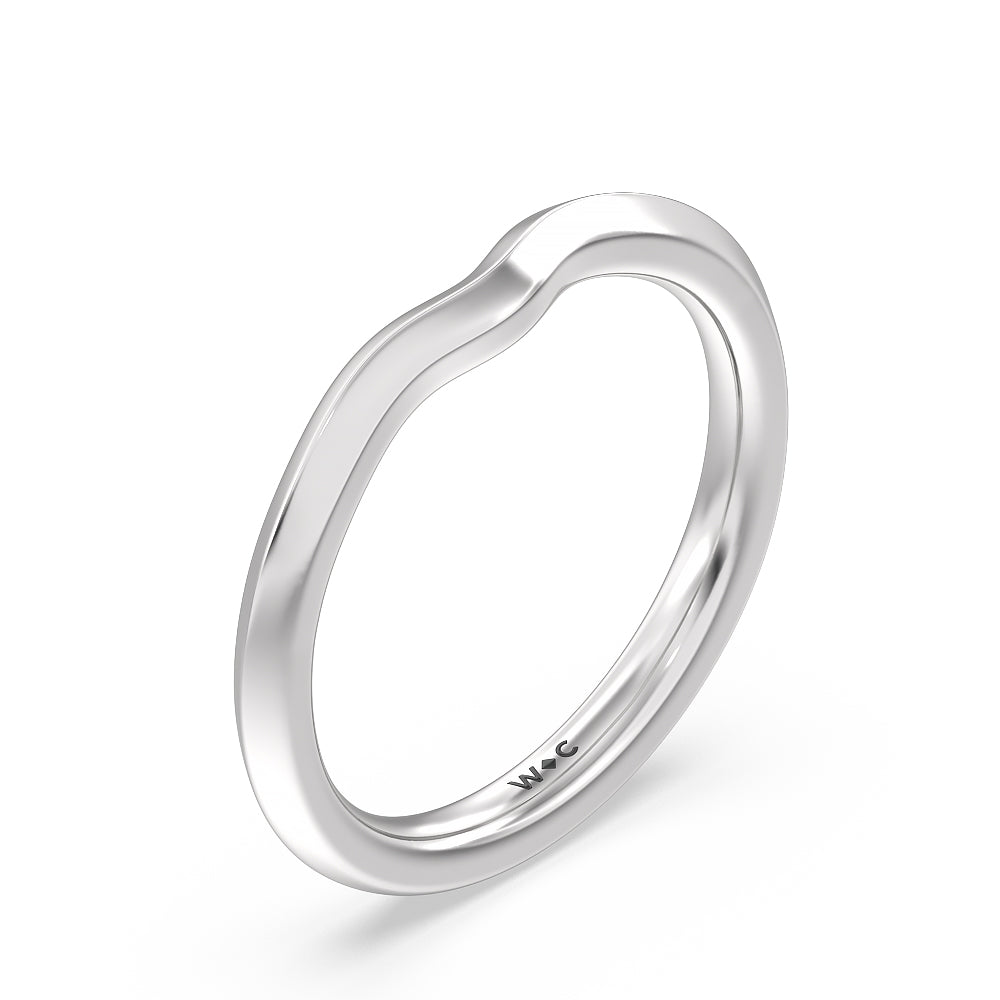 Tapered Knife Edge Wedding Band with Platinum Cut Diamond in 14KT Platinum view 4

