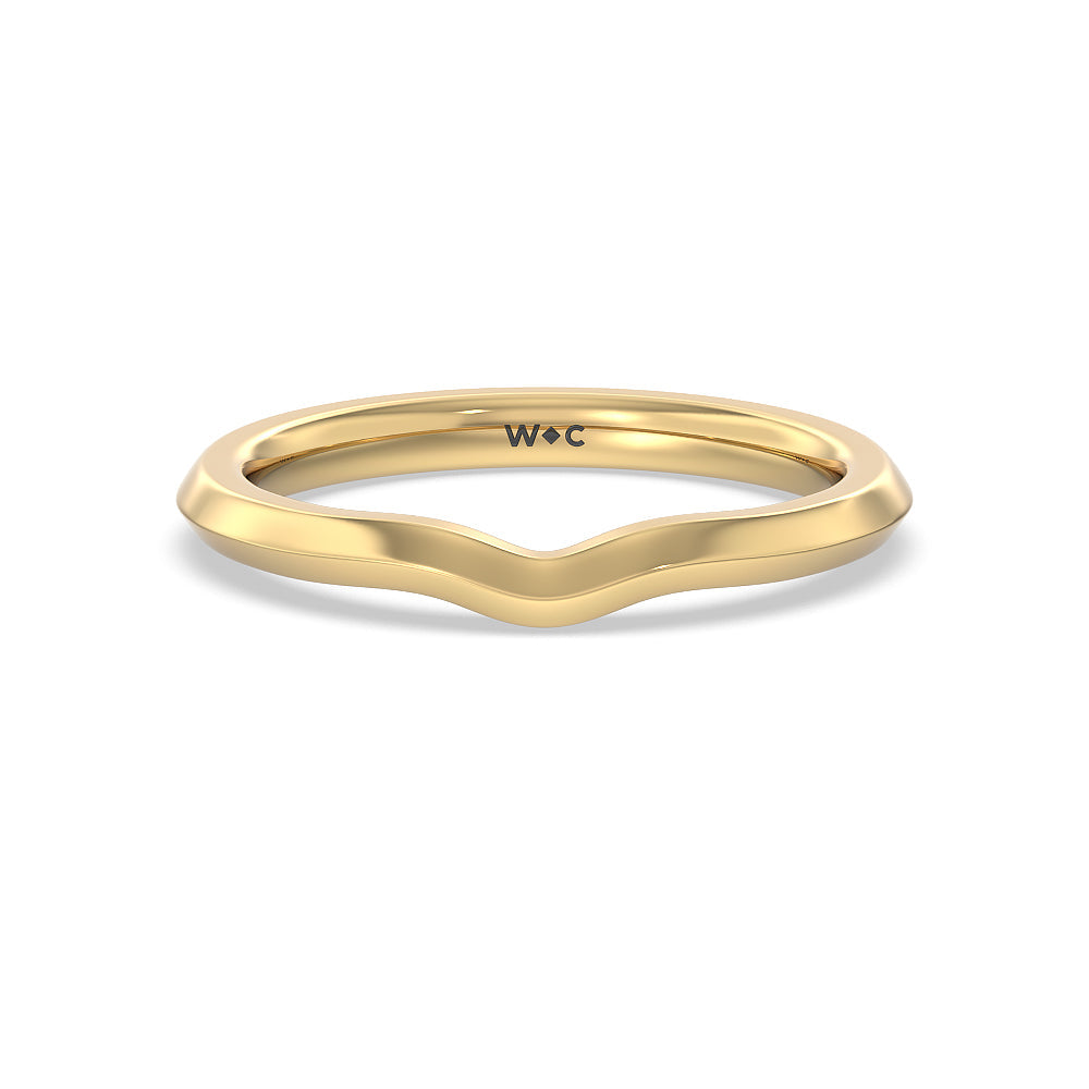 Tapered Knife Edge Wedding Band with 18KT Yellow Gold Cut Diamond in 14KT Yellow Gold view 1
