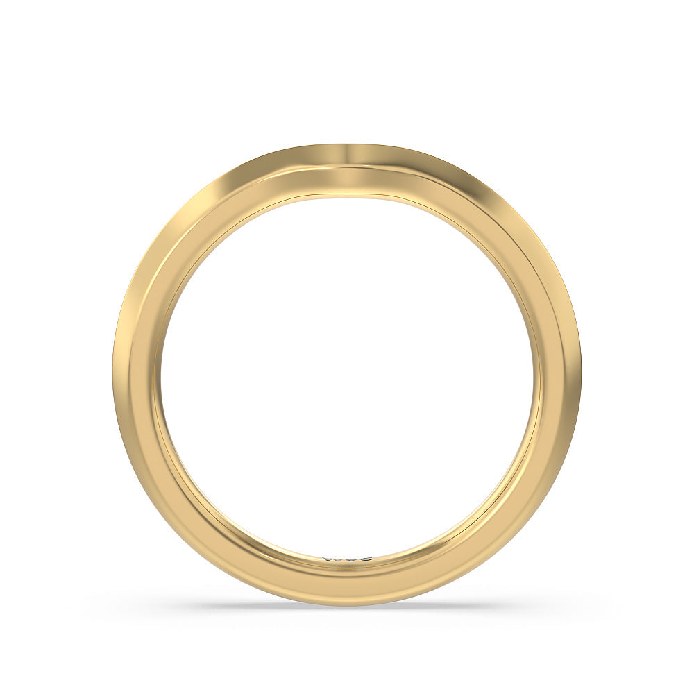 Tapered Knife Edge Wedding Band with 18KT Yellow Gold Cut Diamond in 14KT Yellow Gold view 2
