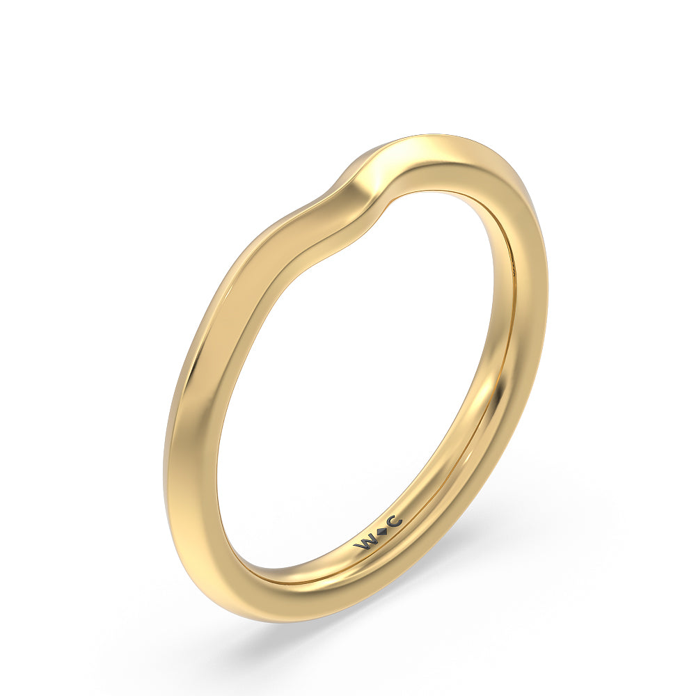 Tapered Knife Edge Wedding Band with 18KT Yellow Gold Cut Diamond in 14KT Yellow Gold view 4
