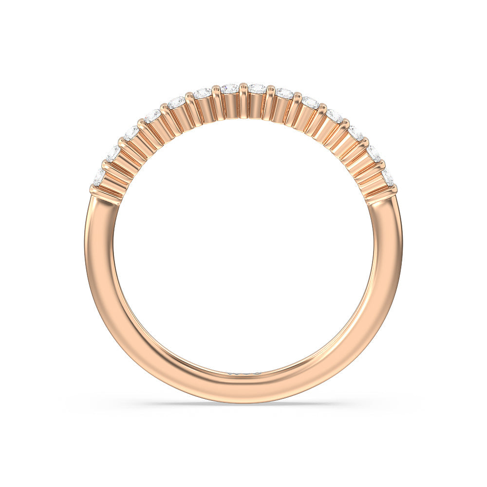 Double Row Diamond Hidden Halo Wedding Band with 18KT Rose Gold Cut Diamond in 14KT Rose Gold view 2
