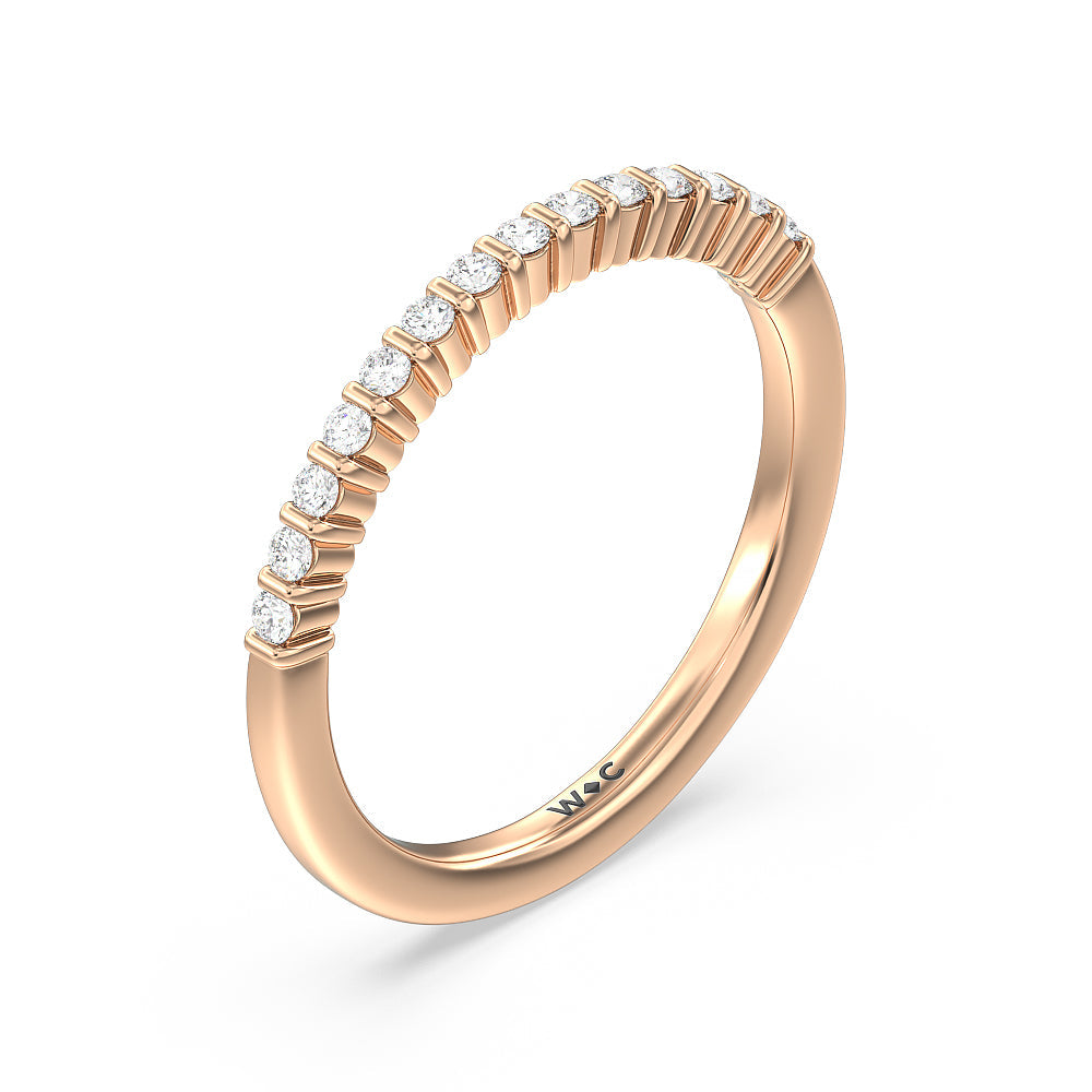Double Row Diamond Hidden Halo Wedding Band with 18KT Rose Gold Cut Diamond in 14KT Rose Gold view 4
