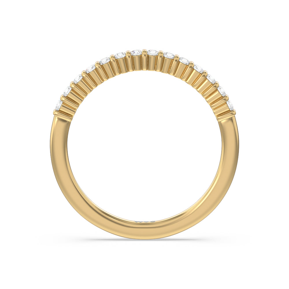 Double Row Diamond Hidden Halo Wedding Band with 18KT Yellow Gold Cut Diamond in 14KT Yellow Gold view 2
